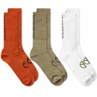 Maharishi Men's MILTYPE Peace Sports Socks - 3 Pack in Rust/Mushroom/White