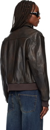 TONYWACK Brown Goat Leather Aviator Jacket