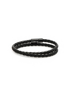 Tateossian Chelsea Braided Leather Wrap Bracelet - Black - One Size