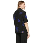 Saint Laurent Black Silk Confetti Hibiscus Short Sleeve Shirt