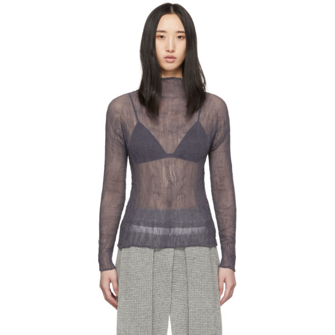 Issey Miyake Grey Chiffon Twist Blouse Issey Miyake Men