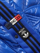 Moncler Genius - adidas Originals Chambery Canvas-Trimmed Quilted Glossed-Shell Hooded Down Jacket - Blue