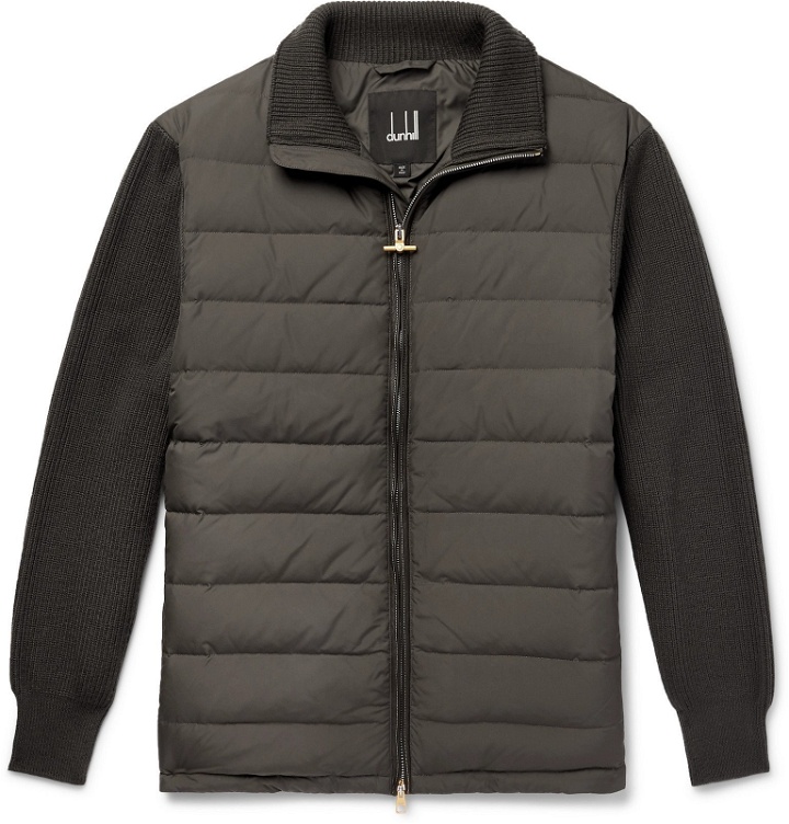 Photo: Dunhill - Ribbed Merino Wool-Blend and Quilted Shell Down Jacket - Gray