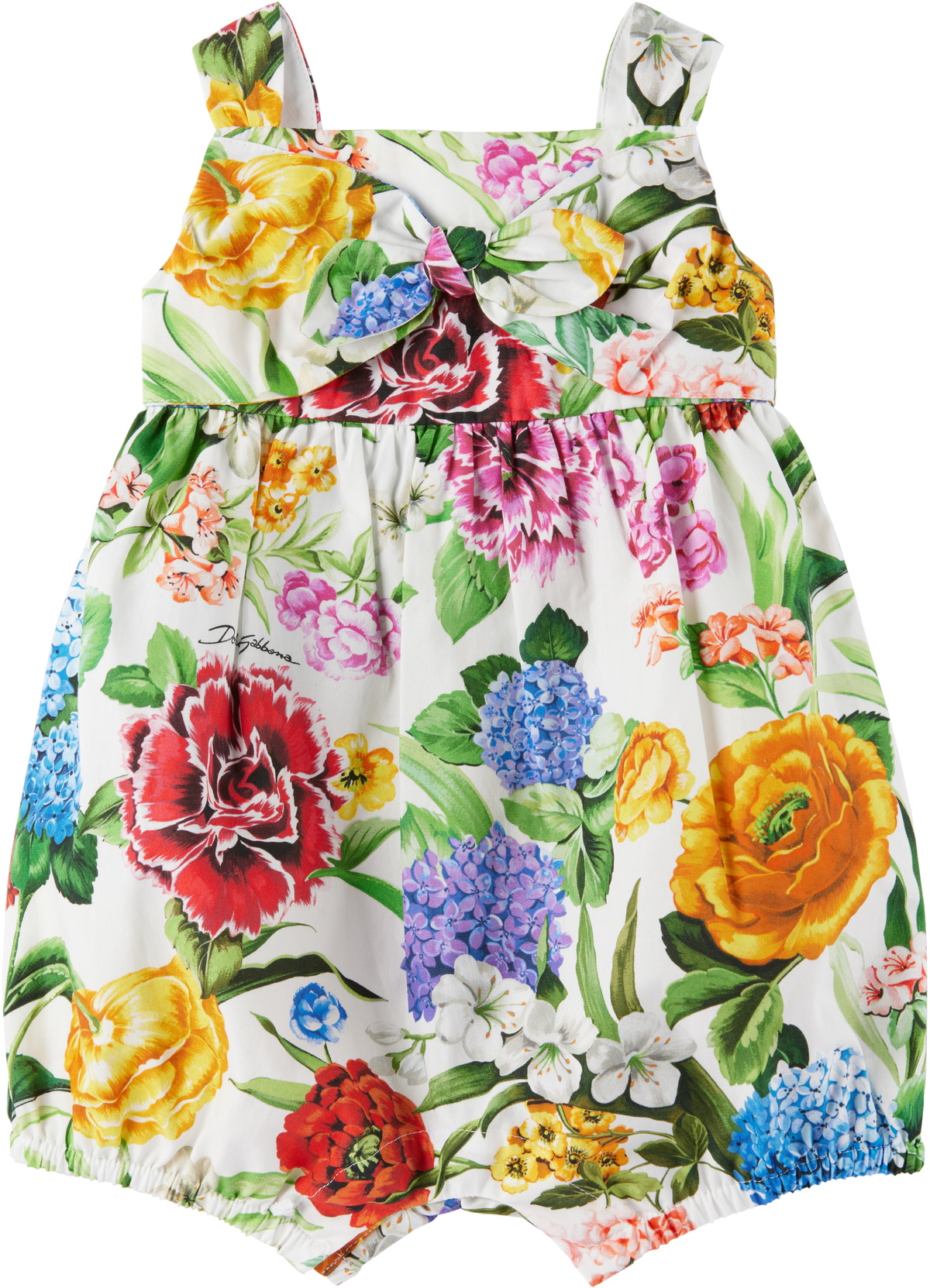 Dolce&Gabbana Baby Multicolor Floral-Print Poplin Romper