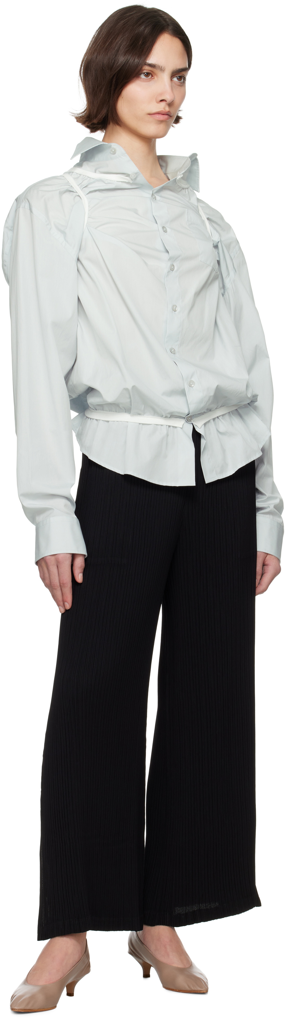 ISSEY MIYAKE Black Hatching Bottoms Trousers