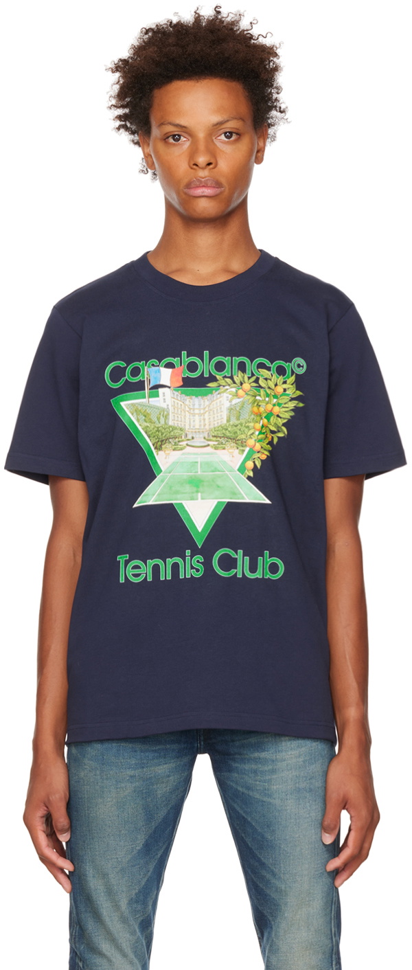 Casablanca SSENSE EXCLUSIVE Navy Tennis Club T-Shirt Casablanca