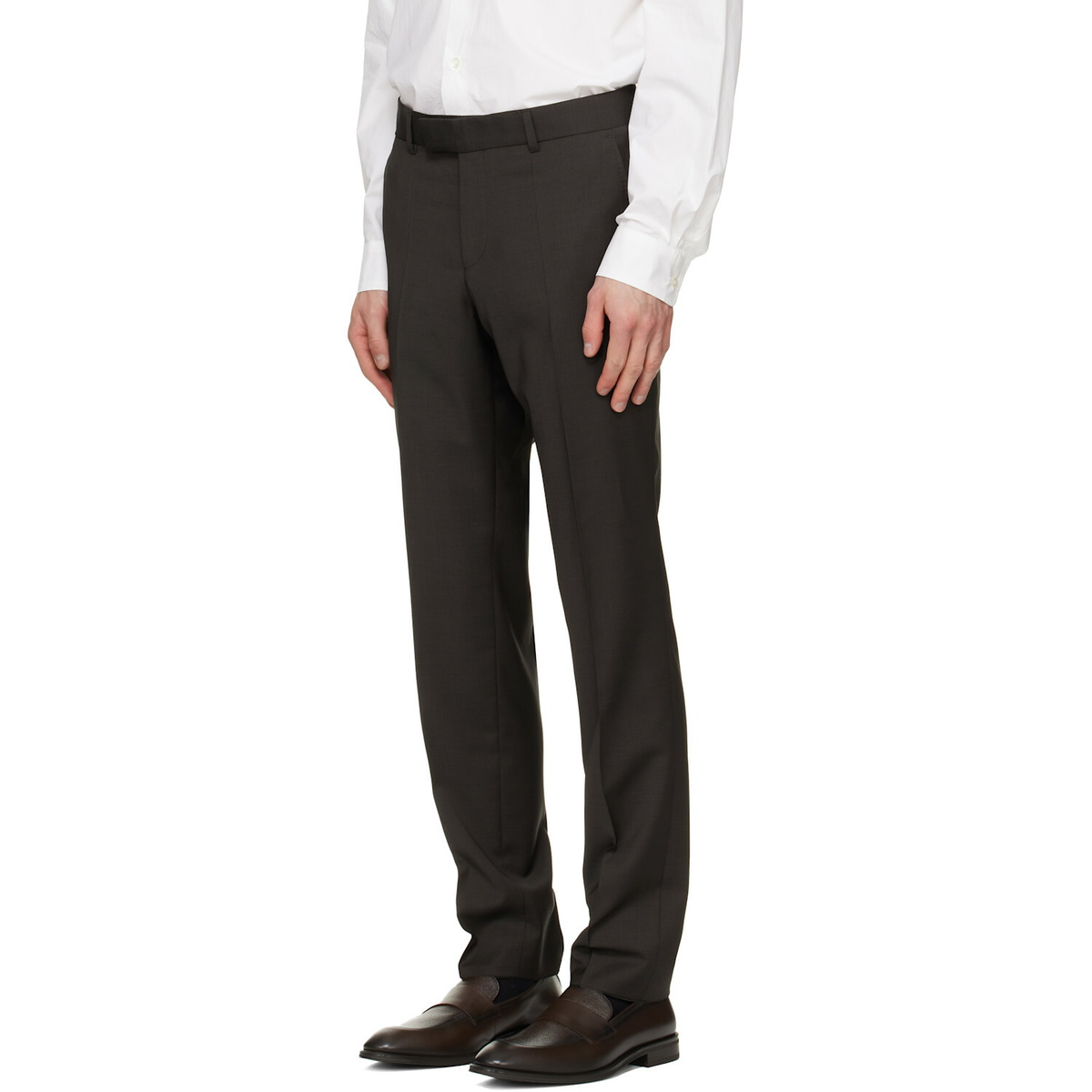 BOSS Brown Two-Piece Slim-Fit Wool Suit