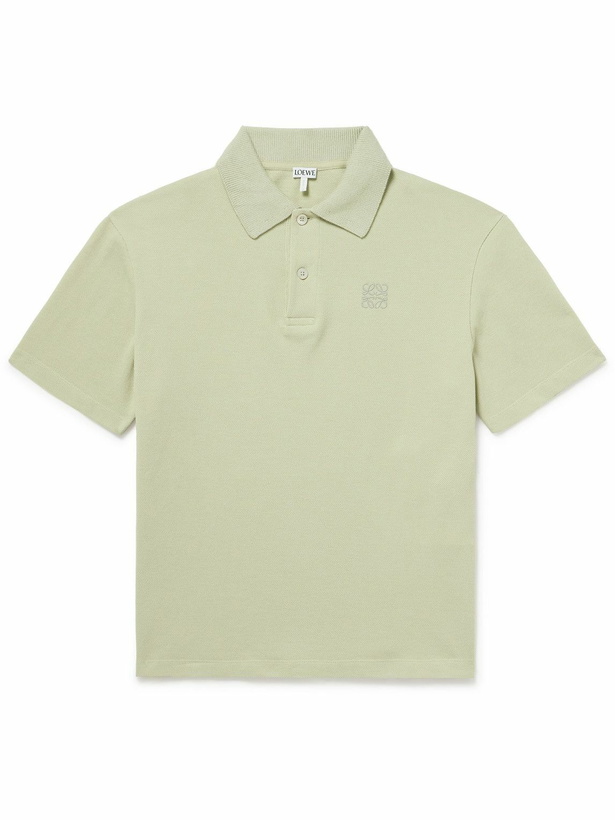 Photo: LOEWE - Logo-Embroidered Cotton-Piqué Polo Shirt - Green