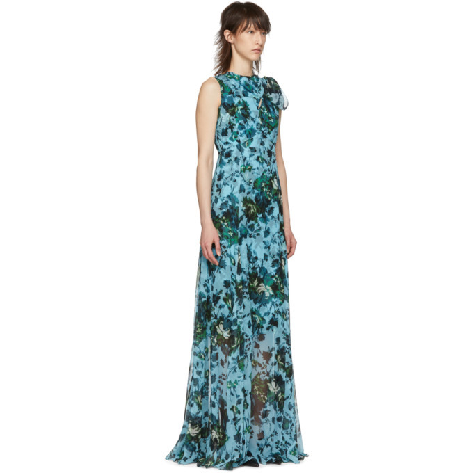 Erdem Blue and Green Fitzroy Rose Kassidy Dress Erdem