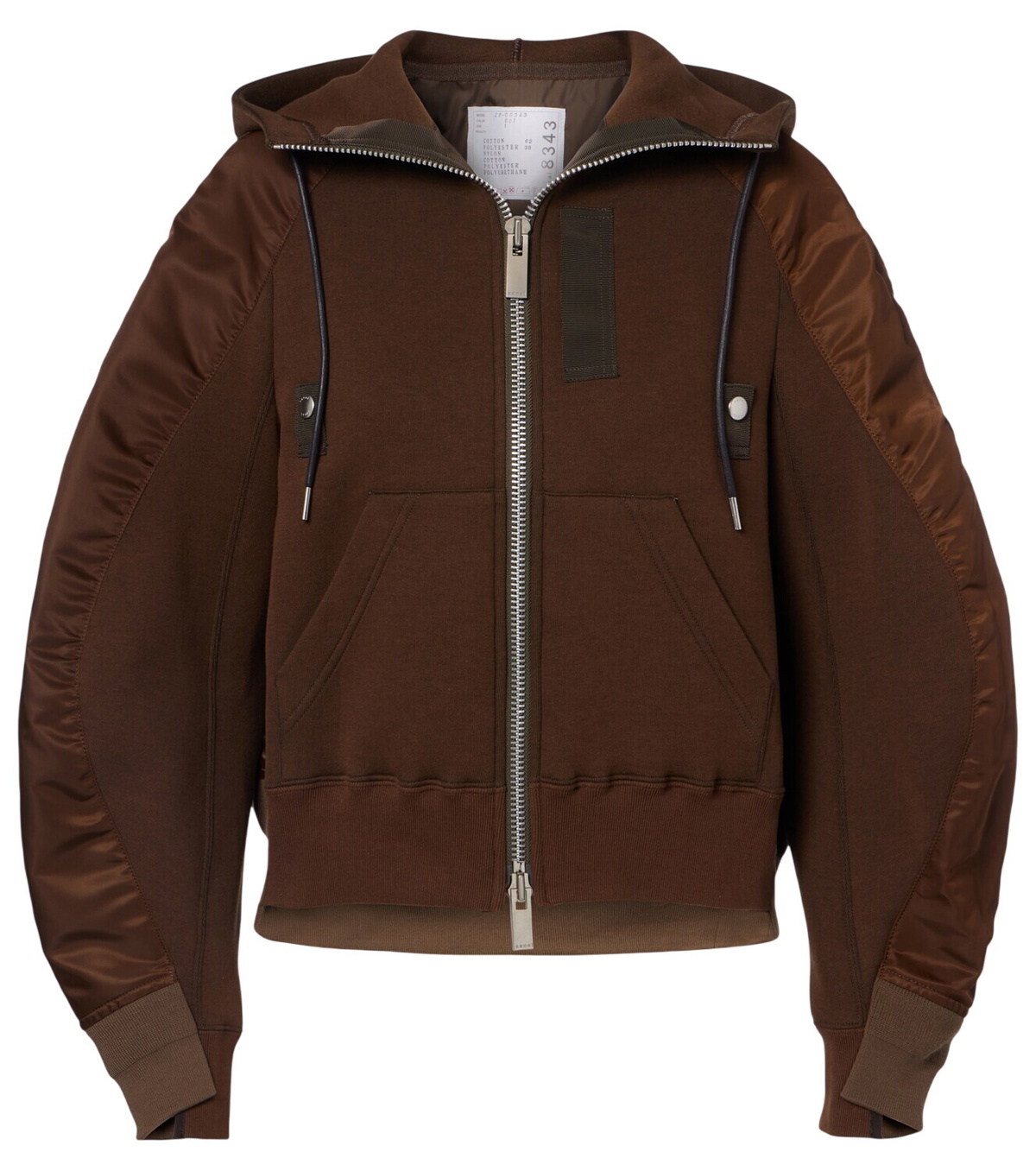 sacai Khaki Nylon Twill Hoodie Sacai