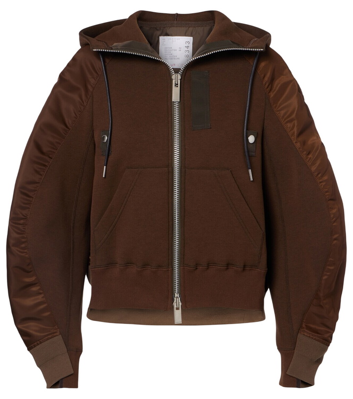 Photo: Sacai Paneled cotton-blend fleece zip-up hoodie