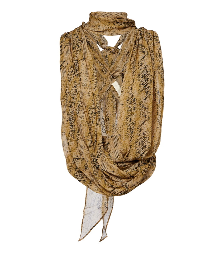Photo: De La Vali Isolde draped snake-print georgette top