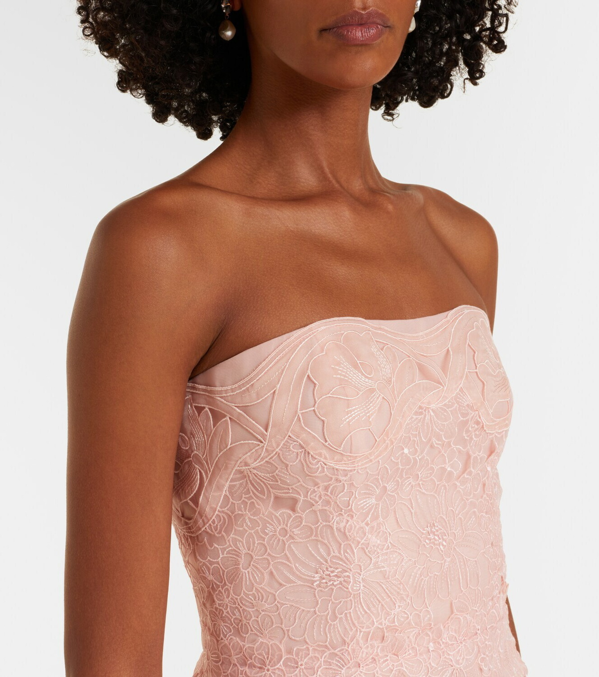 Costarellos Jillie embroidered organza bustier gown