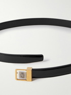 SAINT LAURENT - 3cm Logo-Embellished Leather Belt - Black