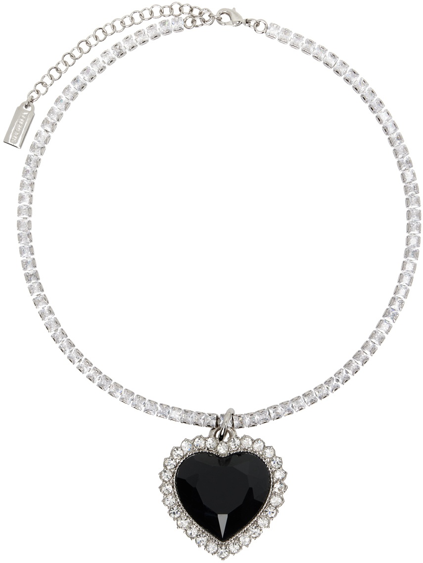Photo: VETEMENTS Silver & Black Crystal Heart Necklace