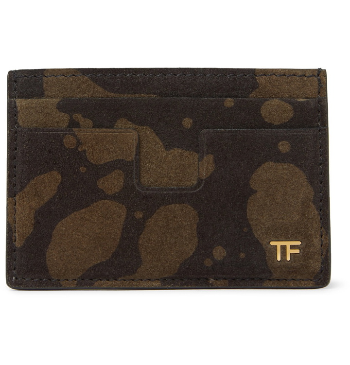 Photo: TOM FORD - Camouflage-Print Suede Cardholder - Green