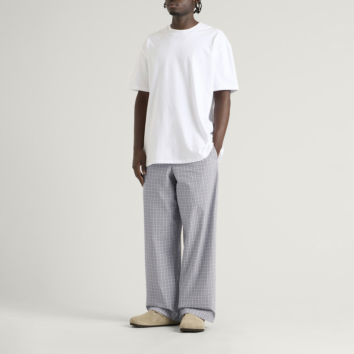 SKIMS Men's Cotton Poplin Sleep Pant in Full Moon Check