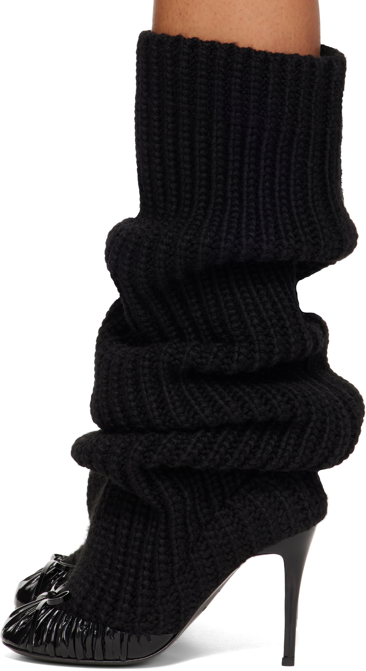 We11done Black Knee High Knit Tall Boots