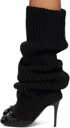 We11done Black Knee High Knit Tall Boots