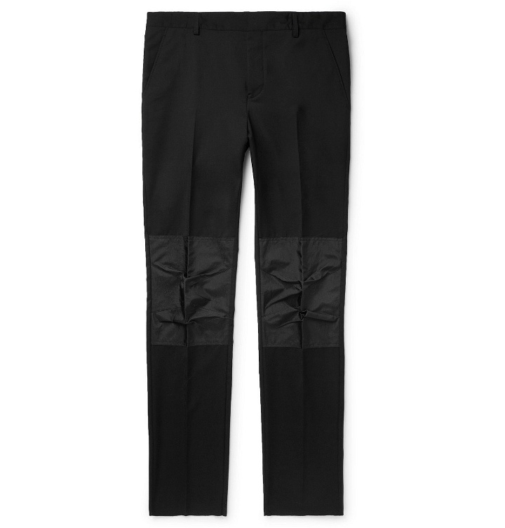 Photo: Lanvin - Black Slim-Fit Shell-Panelled Wool Trousers - Black