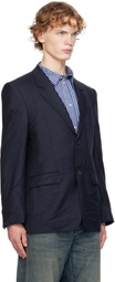 Balenciaga Navy Fine Wool Pinstripe Jacket