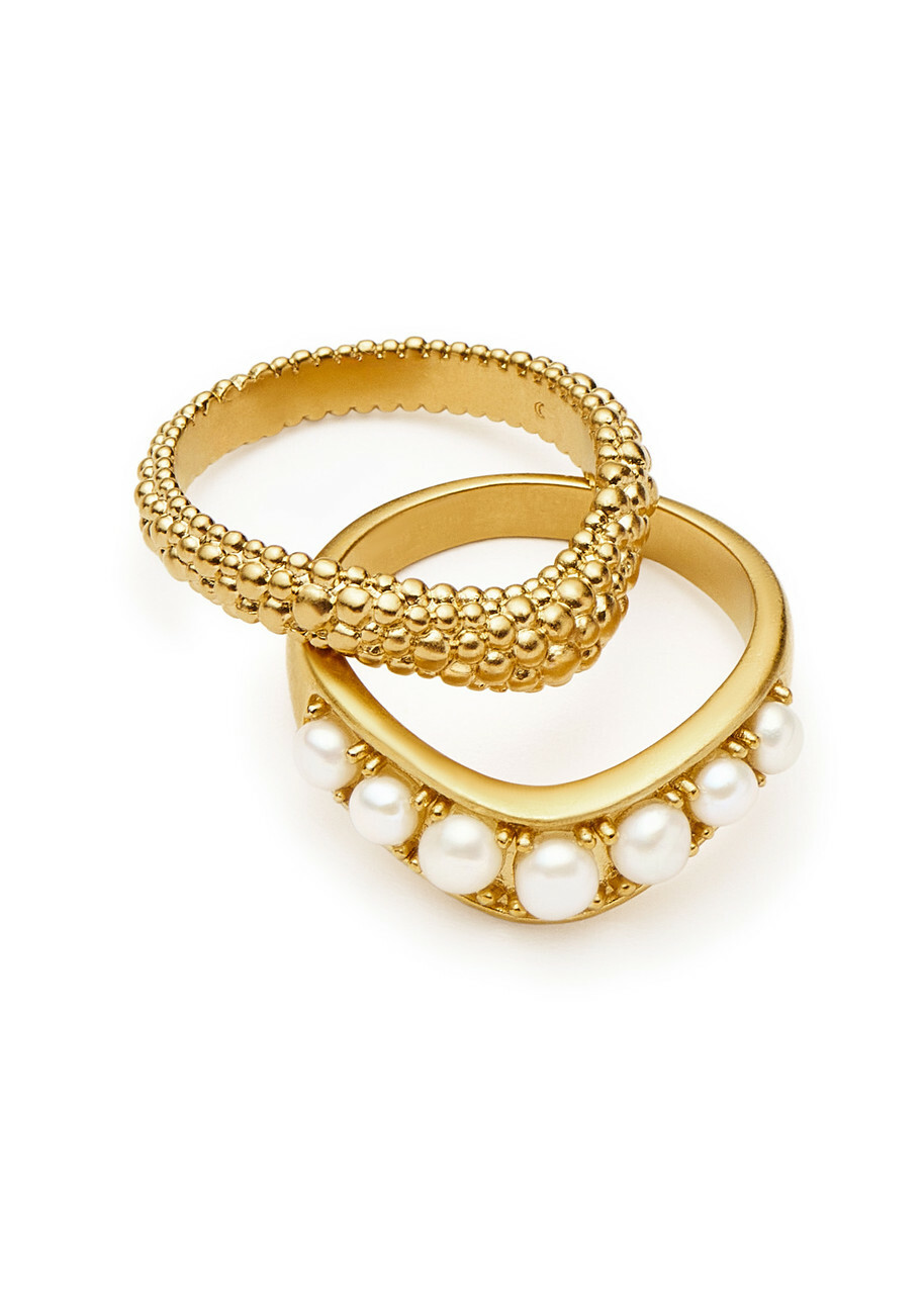Missoma Pearl Baya 18kt Gold-plated Stacking Ring set