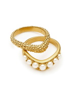 Missoma Pearl Baya 18kt Gold-plated Stacking Ring set
