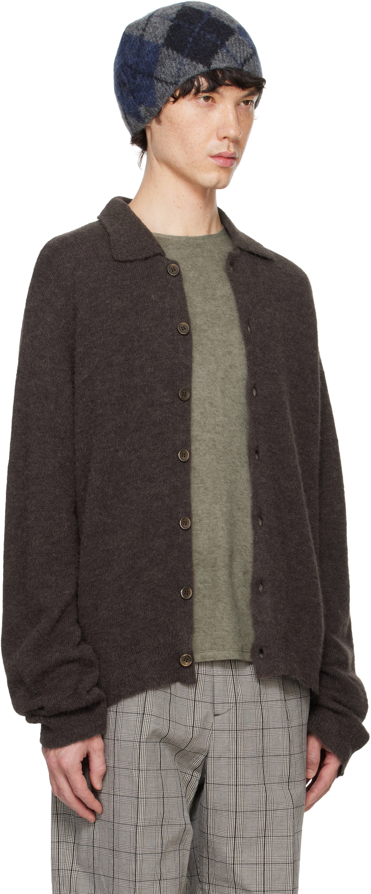 トップス Our legacy EVENING POLO BROWN Our Legacy Men's Alpaca Evening Polo in Smokey Brown Fuzzy Alpaca