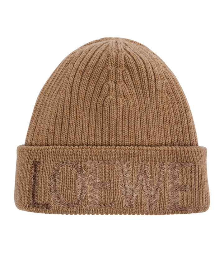 Photo: Loewe Logo embroidered ribbed-knit wool beanie