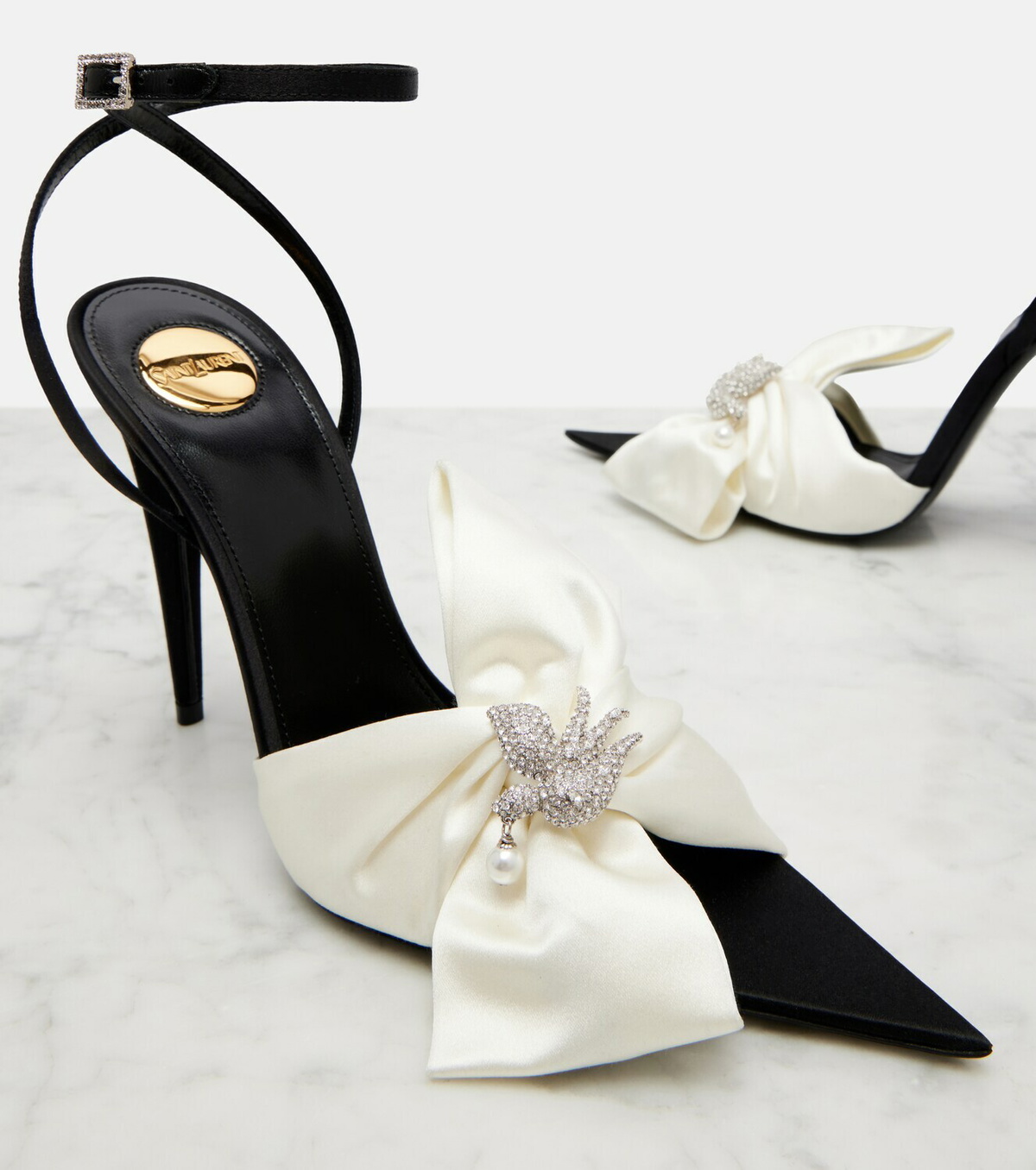 Saint Laurent Dove embellished sandals