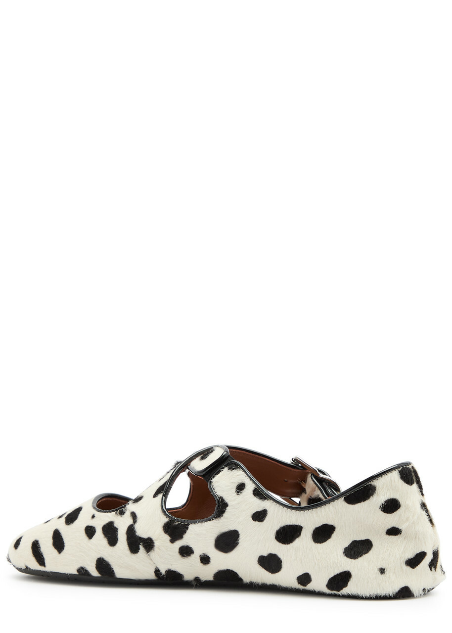 【ALAIA直営店】BALLERINES CRISS CROSS EN CUIR PONY LEOPARD ALAÏA Criss Cross leather-trimmed leopard-print calf hair