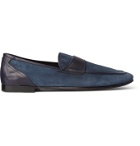 Dolce & Gabbana - Leather-Trimmed Suede Loafers - Blue