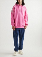 adidas Originals - Essential Logo-Embroidered Striped Cotton-Jersey Hoodie - Pink