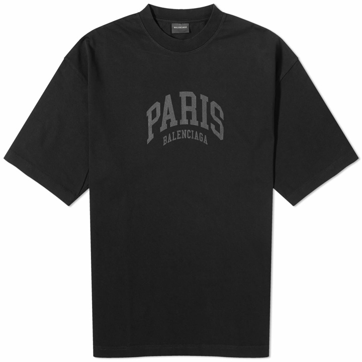 Photo: Balenciaga Men's Paris Logo T-Shirt in Black/Black