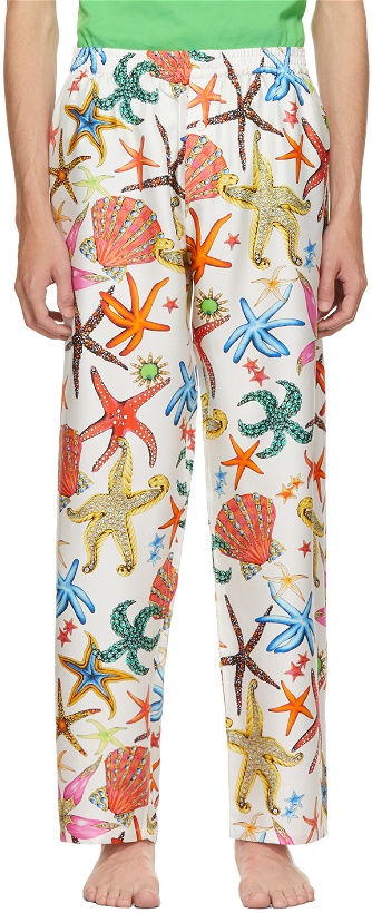 Photo: Versace Underwear White & Multicolor Silk 'Trésor de la Mer' Pyjamas