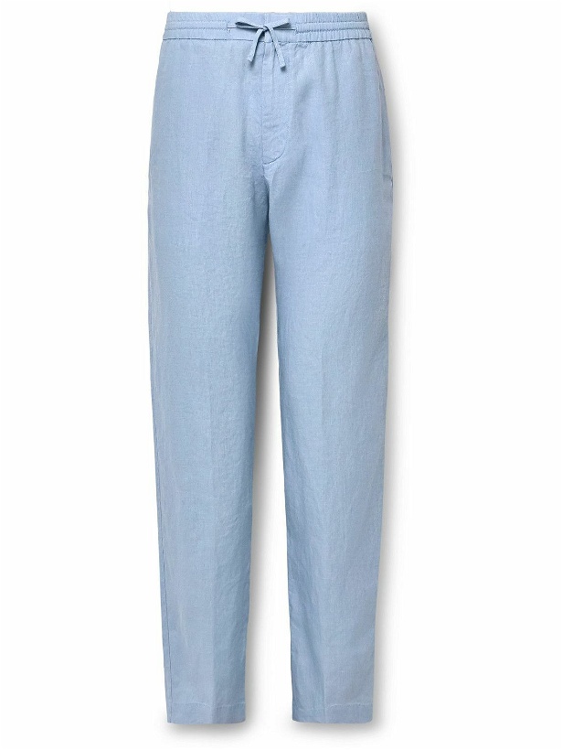 Photo: Canali - Slim-Fit Linen Drawstring Trousers - Blue