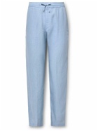 Canali - Slim-Fit Linen Drawstring Trousers - Blue