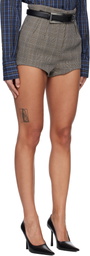Mugler Gray Checked Pleated Tailored Shorts