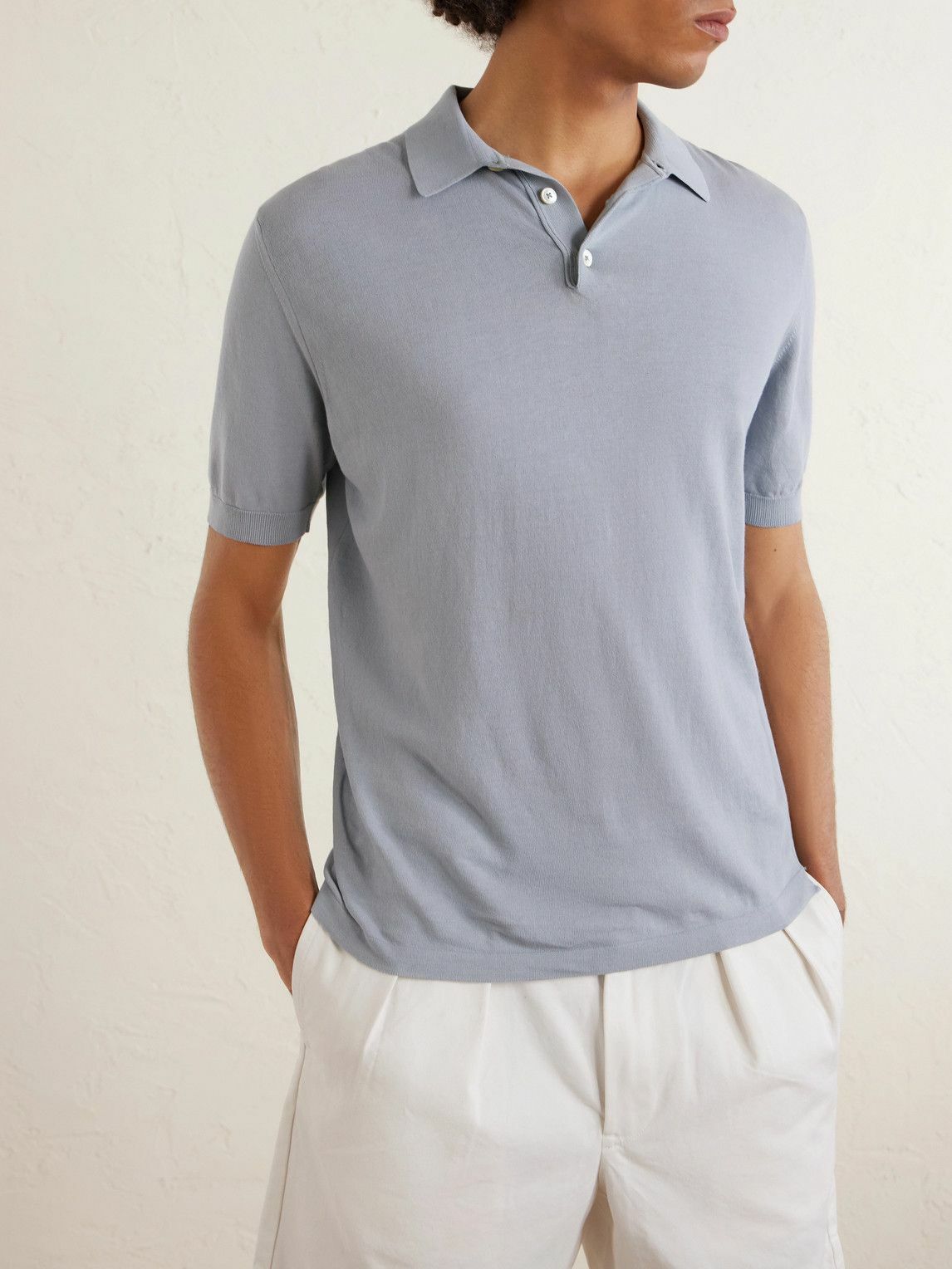 Eleventy - Cotton Polo Shirt - Blue