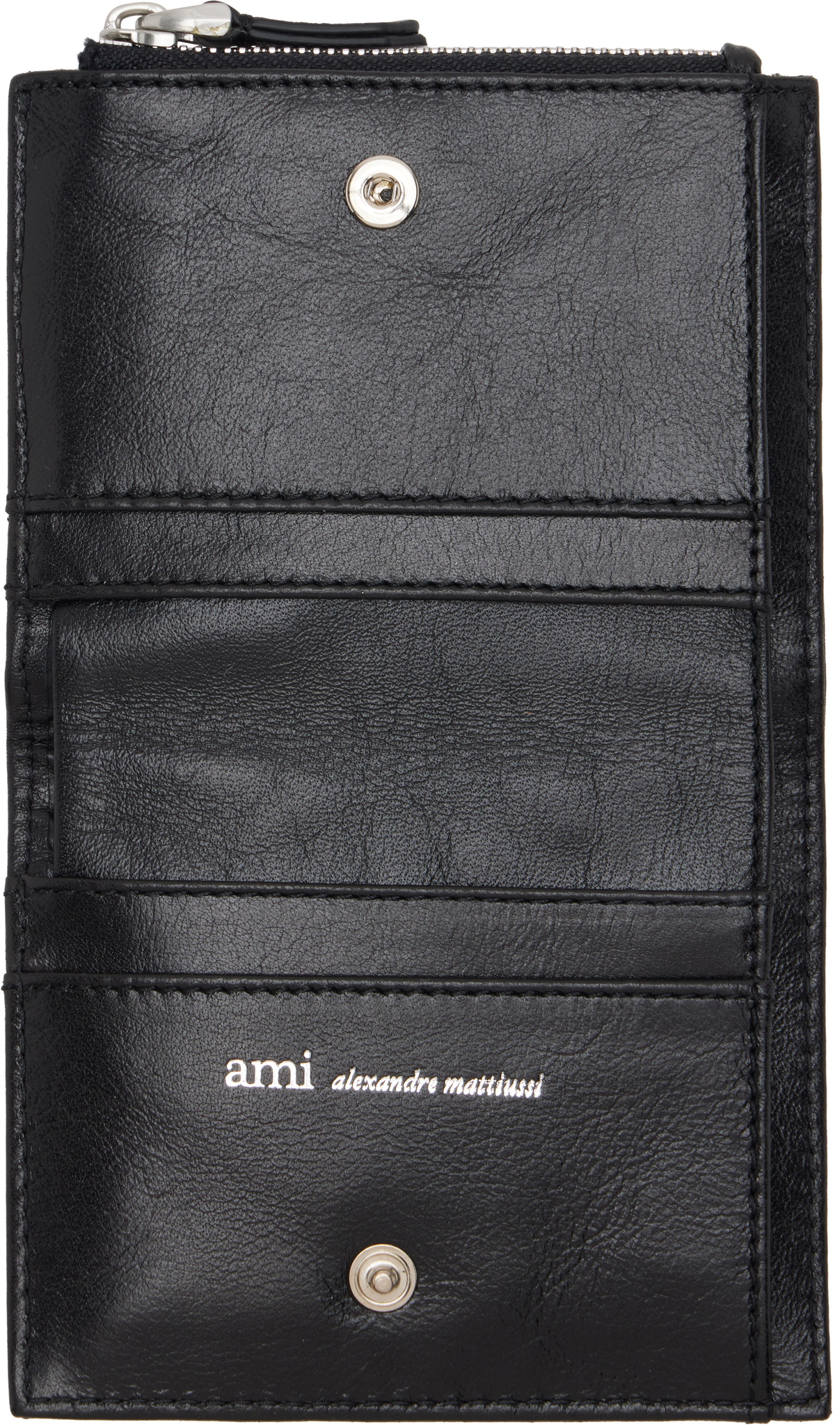 AMI Paris Black Cowhide Leather 'Voulez-Vous' Folded Wallet