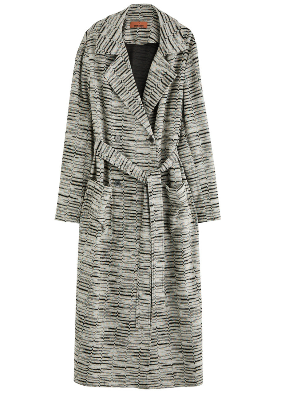 Missoni Patterned-intarsia Metallic-knit Trench Coat Multicoloured