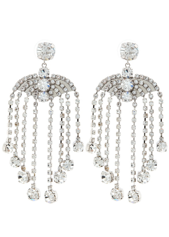 Photo: Self-portrait Crystal-embellished Silver-plated Drop Earrings - One Size