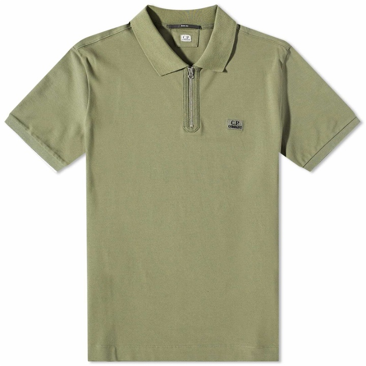 Photo: C.P. Company Men's Zipped Polo Shirt in Bronze Green