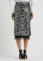 Huishan Zhang Leja Embellished Tulle Midi Skirt Silver