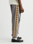 GUCCI - Tapered Logo-Jacquard Webbing-Trimmed Loopback Cotton-Jersey Sweatpants - Gray