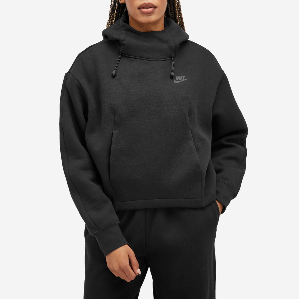 nike black funnel neck hoodie