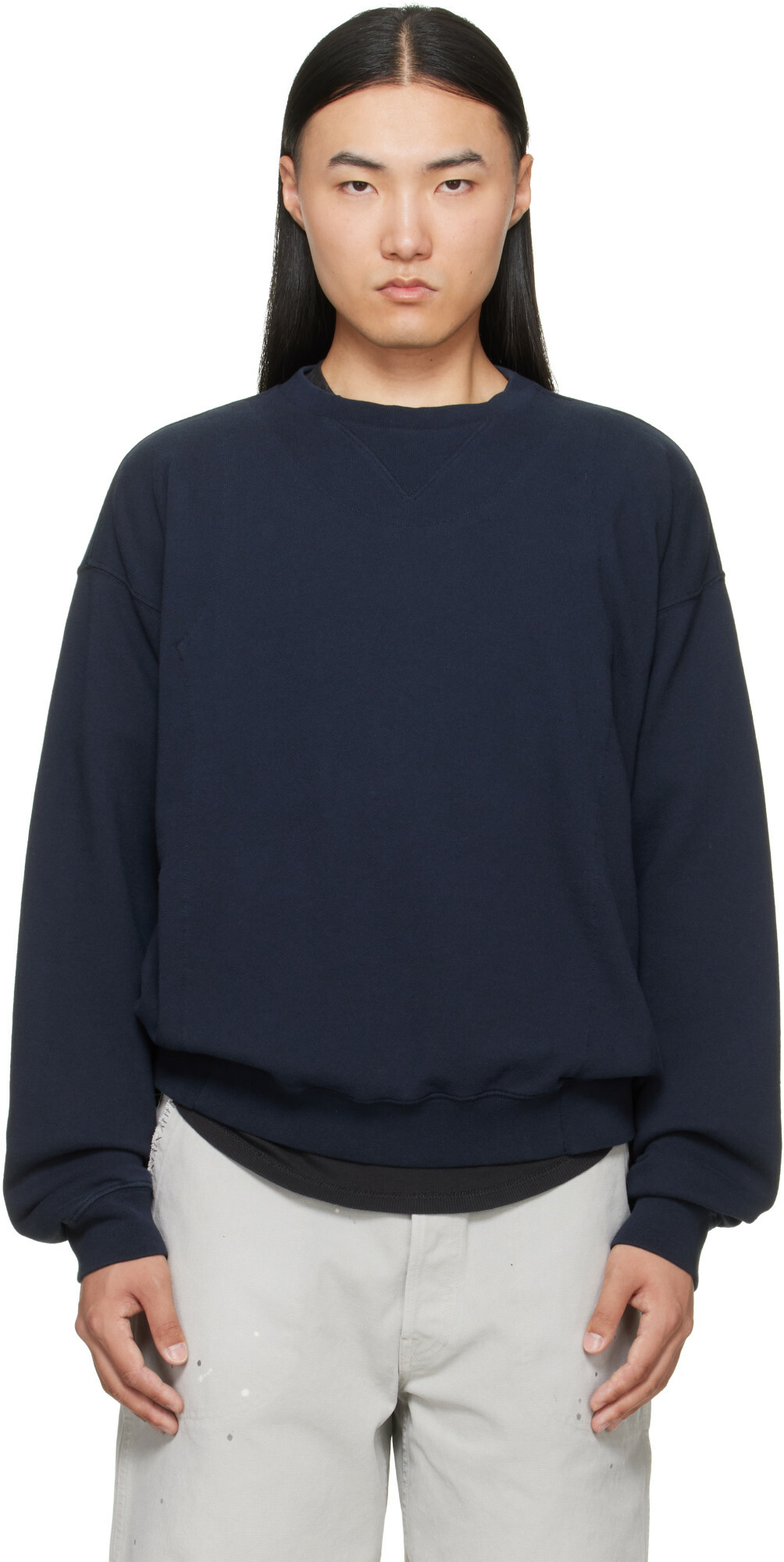 Maison Margiela Navy Double-Layer Cotton Sweatshirt