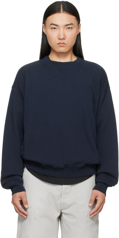 Photo: Maison Margiela Navy Double-Layer Cotton Sweatshirt