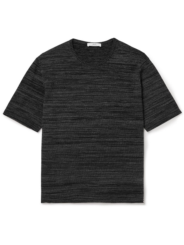 Photo: Mr P. - Knitted Organic Cotton and Wool-Blend T-Shirt - Gray