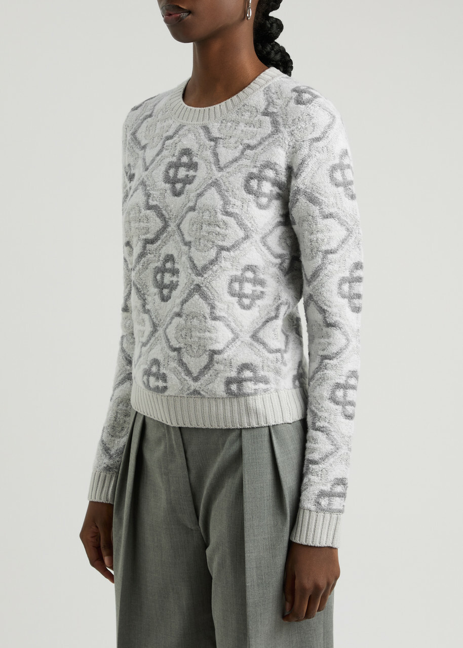 Casablanca Logo-intarsia Wool-blend Jumper Grey